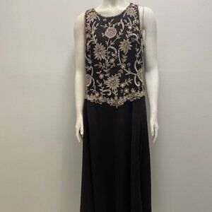 Jkara New York Dark brown dress with floral sequin top 10P